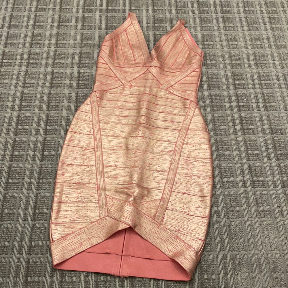 ROSE GOLD BANDAGE DRESS  (A)